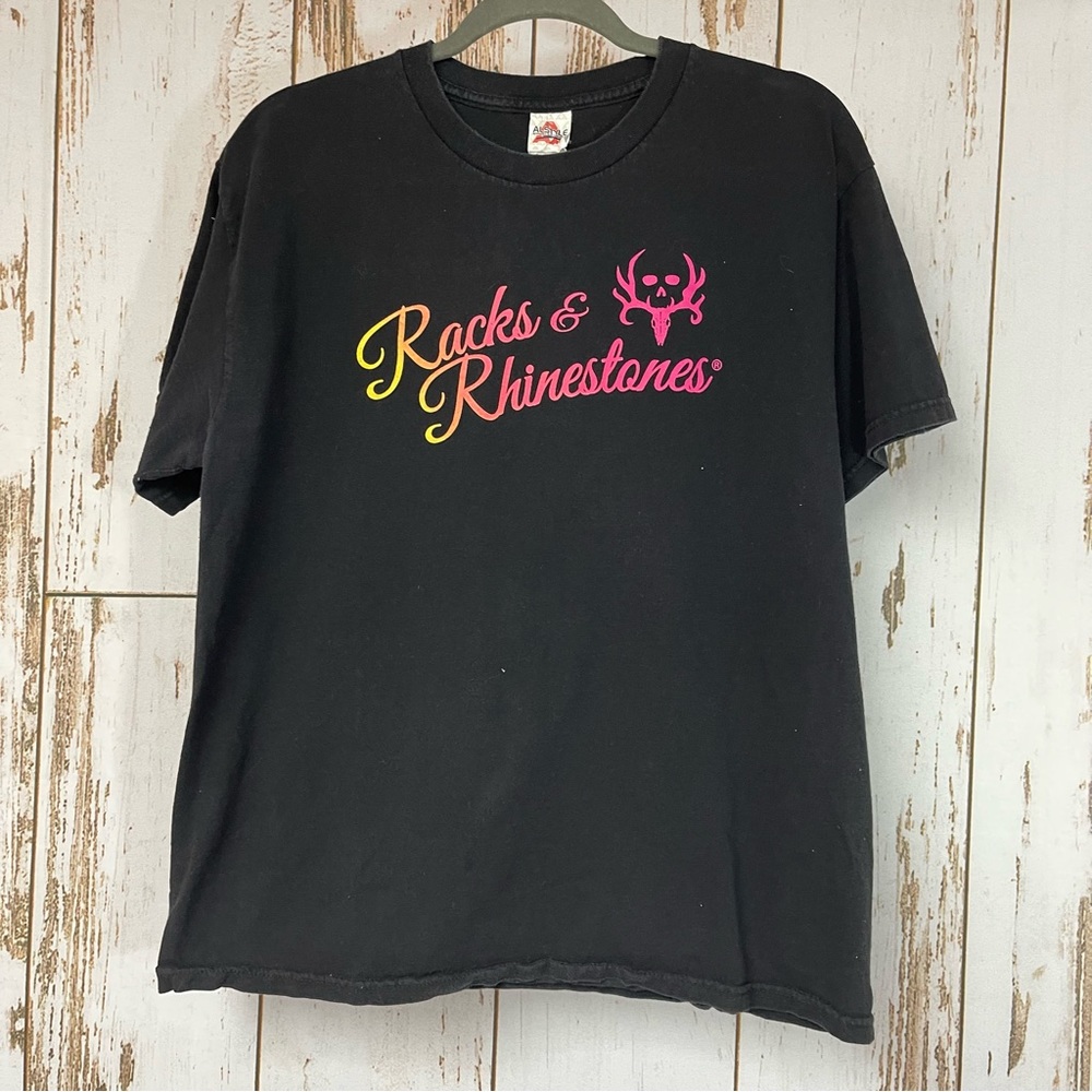 Alstyle, Real Tree Racks & Rhinestones T-Shirt. Size Large. Good used condition!